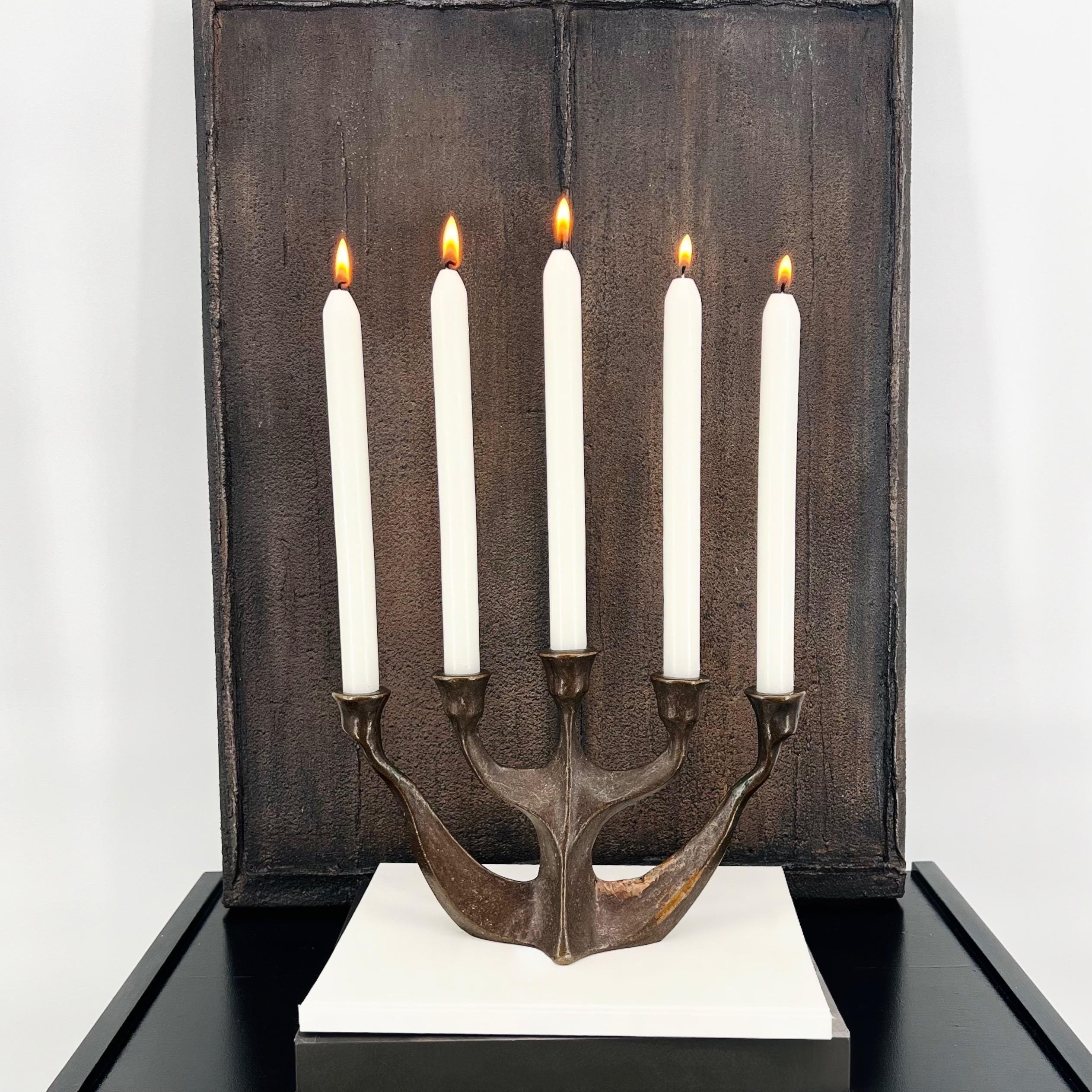 Bougeoir Brutaliste Design Horst Dalbeck Années 60 - En Bronze - Hauteur 9.5 Cm