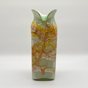 Czech Design Glas Vase • True Vintage Dekoration • 1970er • Pastell • grün I gelb I Orange • Mid Century • Vintage Dekoration • Modernist
