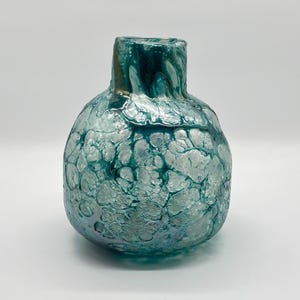 Vintage glass vase unique mouth-blown in Murano style vase Czech glass turquoise blue glass art glass design designer vase