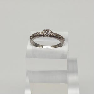Filigree 925 silver ring • Heart • Zirconia stone • Size 16 I EU 56 • Women&#39;s ring • Vintage jewelry • Sterling silver • Solitaire ring • Heart shape