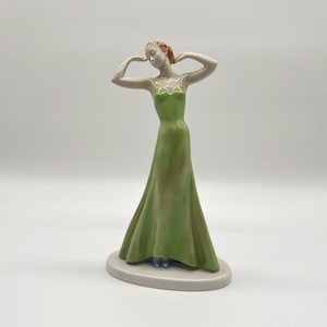 Antike Metzler & Ortloff Claire Weiss Herczeg Porzellanfigur Tänzerin Jugendstil Mädchen Dame Porzellan Thüringen