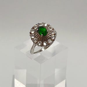 Expressive 925 silver ring • size 17 I EU 57 • zirconia • green stone • women&#39;s ring • vintage jewelry • solitaire ring • sterling silver