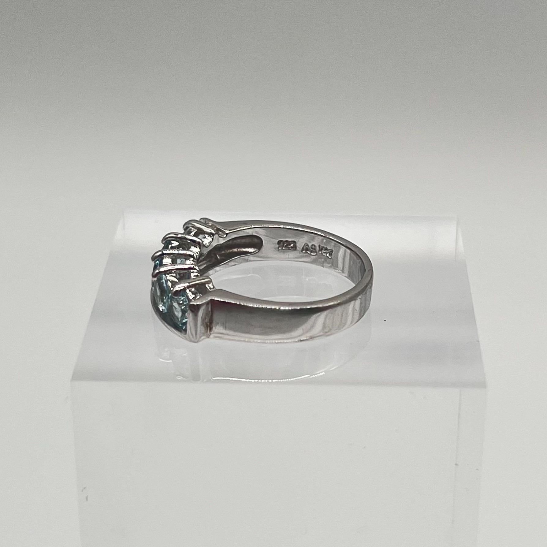 Elegant 925 Sterling Silver Ring Size 13 / 53 Blue Stones Elegant 925 Sterling Silver Ring Size 13 / 53 Blue Stones