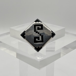 Vintage 925 Silber Brosche Mexico Schmuck Sterlingsilber schwarzer Onyx Inlay Anstecknadel