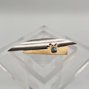 Designer Brosche 925 Silber - Modernist blauer Steinbesatz vergoldet Anstecknadel antik vintage Schmuck Art Deco