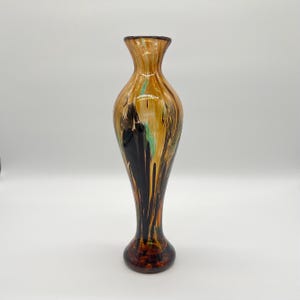 Signed glass vase Austen Glass glass design glass art unique vintage mouth-blown vase colorful