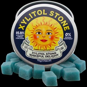 Xylitol Stone Sugar Free Hard Candy 70g Tin Can Wakeful Delight, Clears Sinuses