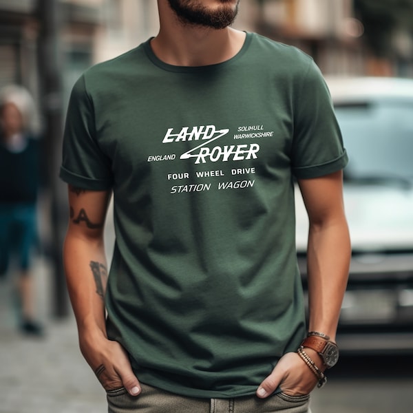 Land Rover Logo Man Heavy Cotton Tee,  Land Rover Tee, classic Land Rover T-shirt, gift for him,  gift for Land Rover enthusiasts