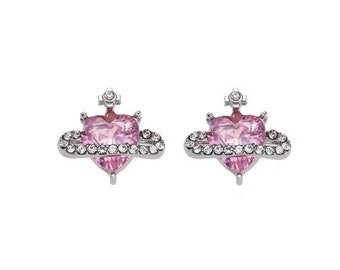 Shiny Pink Heart Earrings