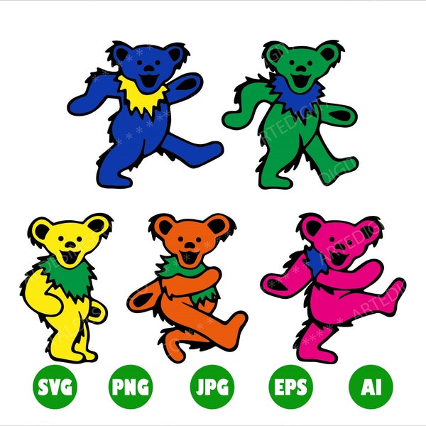 Grateful Dead Dancing Bears SVG, PNG, JPG, Dancing Bears Vector, Instant Download, Vector, Eps, Clip Art, Silhouette