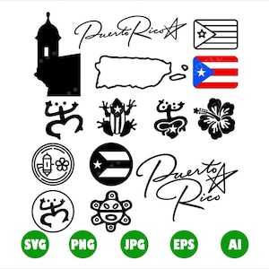 Puerto Rico Bundle SVG, Cricut, Puerto Rico PNG, Natychmiastowe pobieranie, Flaga Puerto Rico Svg, Clipart Puerto Rico, Plik wektorowy, El Morro Svg