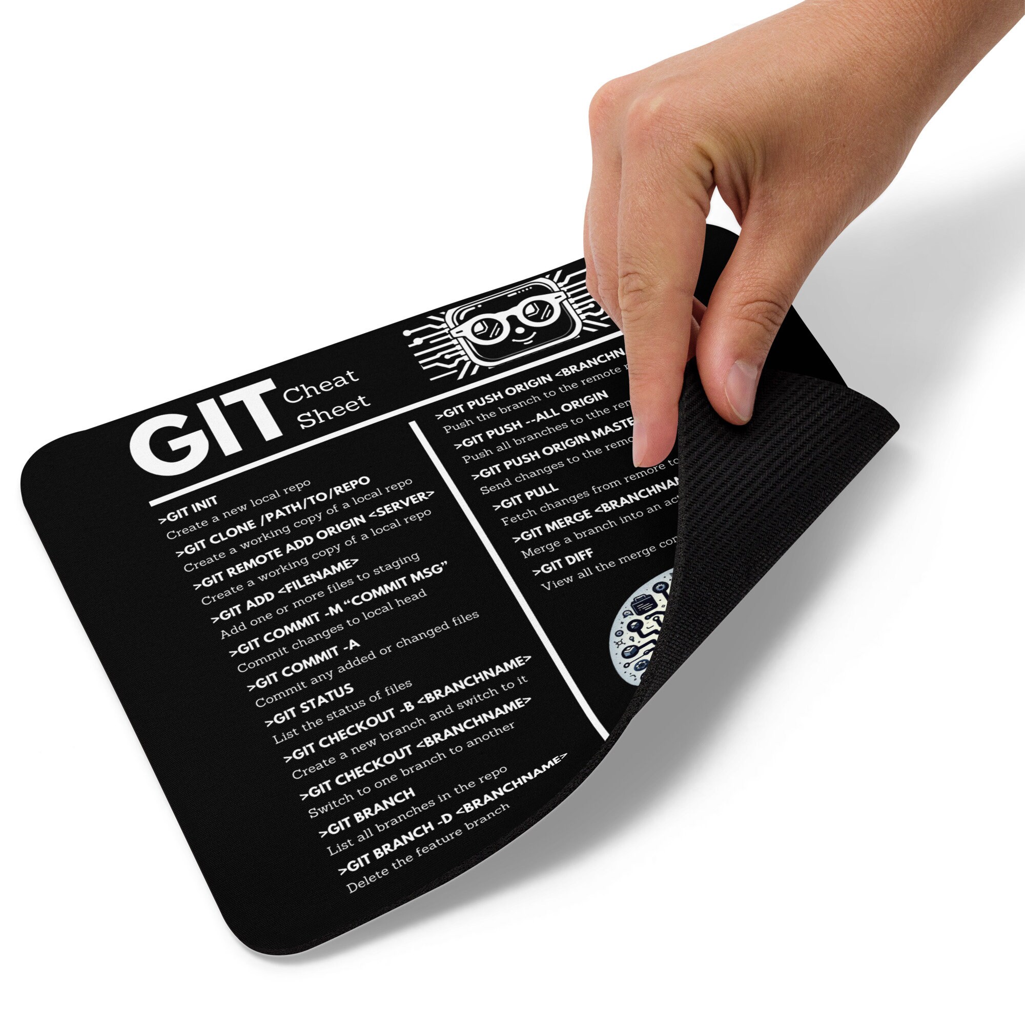 Funny Git Cheat Sheet Mouse Pad Gift for Software Engineer Developer ...