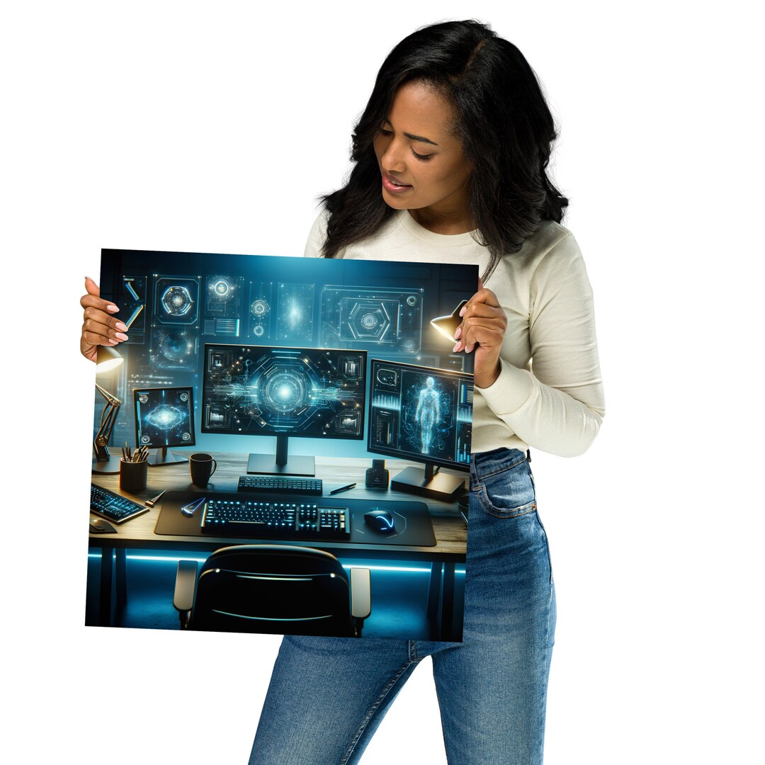 Programmer Poster Working Desk High Tech Gift for Nerd Present for ...