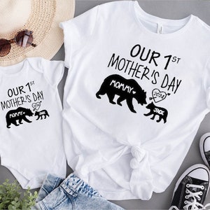 Our 1st Mother Day Shirt PNG, First Mothers Day Outfits, Custom With Names, Matching Mom and Baby Shirt PNG