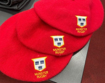 Vintage Style Red Munster Rugby Beret #SUAF