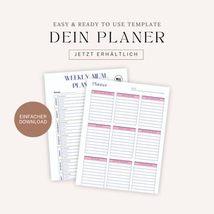 Weekly Menu Planner and Shopping List Printable Digital Meal Planner