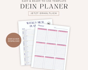 Weekly Menu Planner and Shopping List Printable Digital Meal Planner