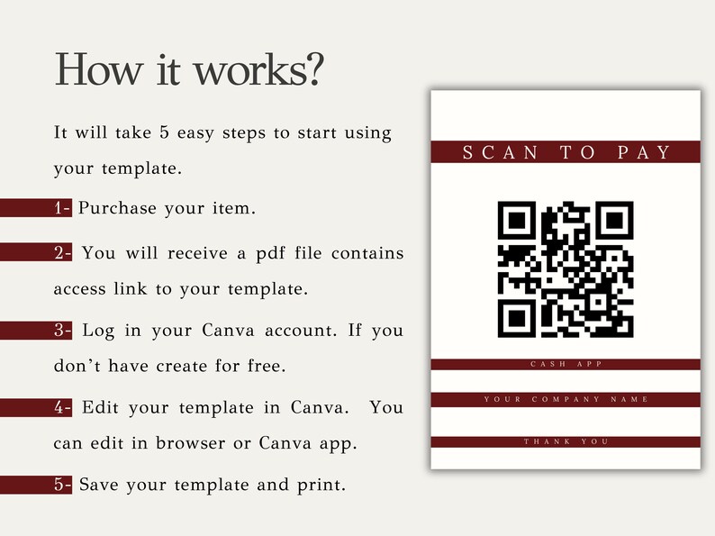 Editable Scan to Pay QR Code Sign for Canva, Custom Business Sign, Scan ...