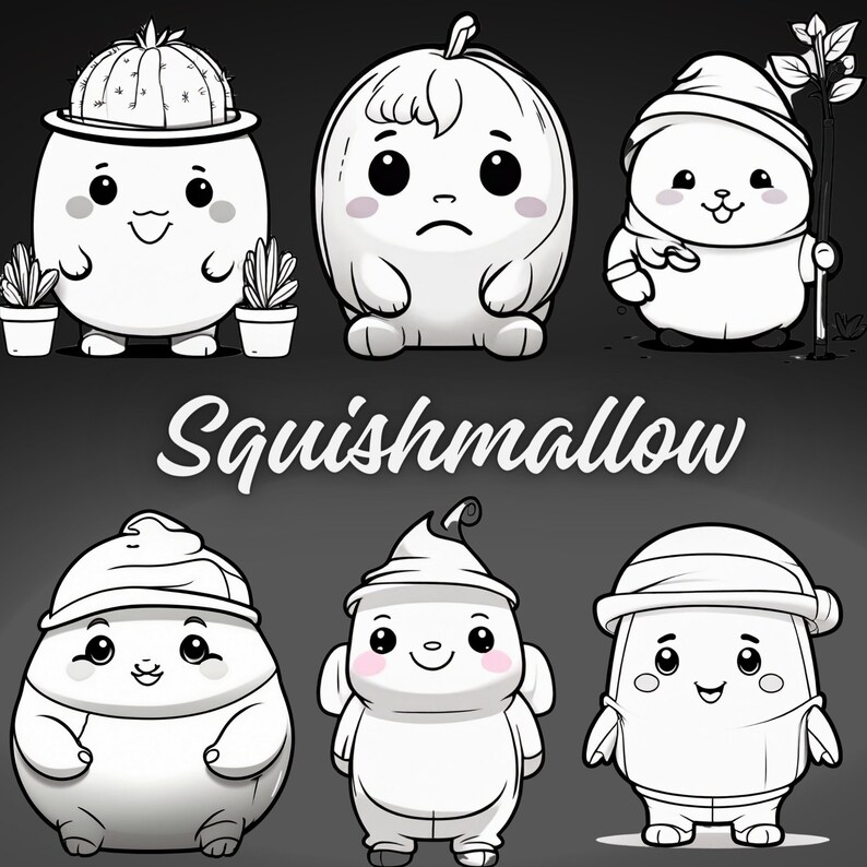 Squishmallow Coloring Pages Cute Kawaii Designs Digital Art Printable