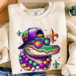 Mardi Gras Crocodile Shirt, Women Mardi Gras Shirt, Mardi Gras Alligator Shirt, Fat Tuesday Sweatshirt, Mardi Gras Carnival Sweatshirt