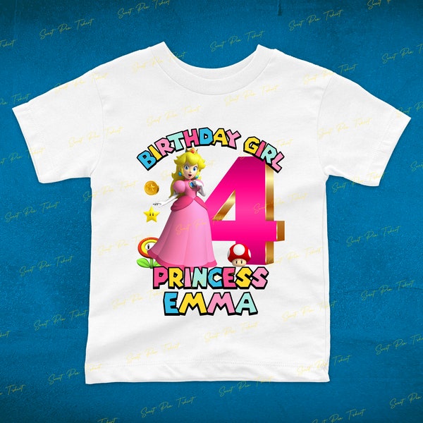 Custom Birthday Girl Shirt, Princess Peach Birthday Shirt, Peach Birthday Shirt, Mario Princess Peach Shirt, Mario Shirt for Girl, Peach Tee