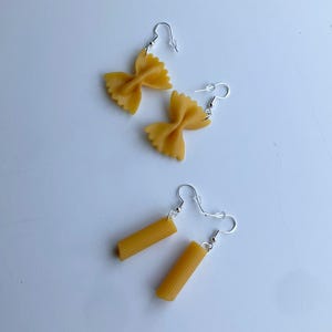 Farfalle Bowtie Penne Pasta Earrings, Pasta Accessories, Noodle Jewelry, Italian Gifts, Upcycled Toys, Foodcore Trend