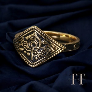 Dark Souls Ring of Favor and Protection, Real Gold plated 925 Sterling Silver Full Detailed Dark Souls Cosplay Replica Ring