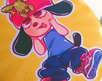 HANDMADE 3" Frog Friend Glitter Pin [Parappa the Rapper]