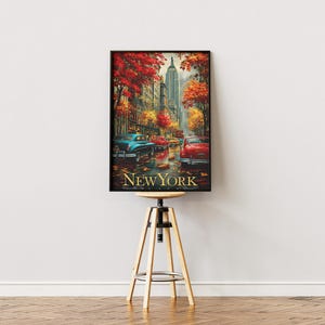 New York City Herbst gerollt Poster - Vintage Herbst Dekor, Wand Kunst, Reise Andenken, Geschenk für die Stadt Liebhaber, Wohnkultur