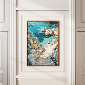 Poster arrotolabile "Serene Coastal Art", decorazione da spiaggia, decorazione da parete, tema nautico, perfetto per casa e ufficio, regalo per gli amanti dell'oceano.