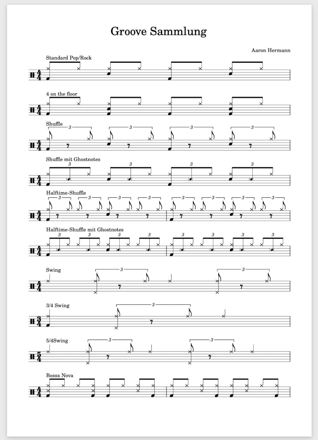 Groove Collection Drums Drums Jazz Pop Rock Practice Sheet