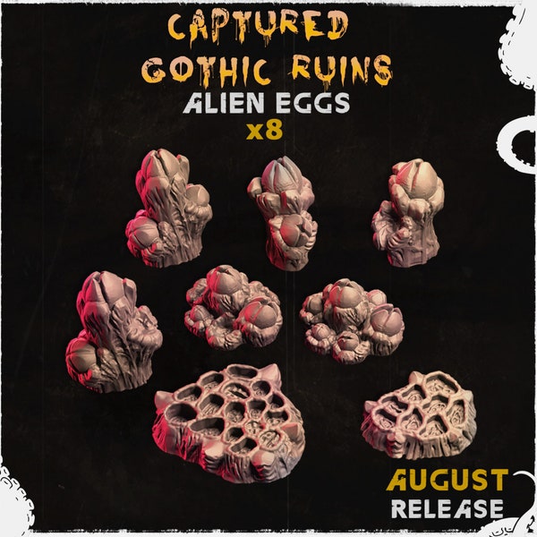 8x captured gothic ruins alien eggs - Basing Bits (3D Printed)