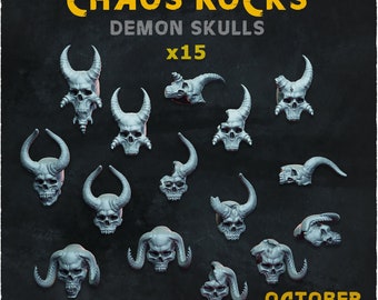 15x chaos rocks demon skulls - Basing Bits (3D Printed)