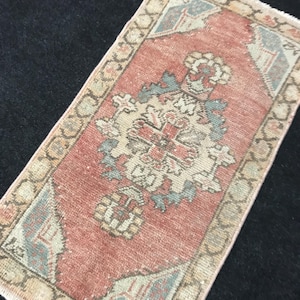 1.4 Ft x 3 Ft Türkischer Mini Teppich Anatolischer Pastell Teppich Kleiner Teppich Fußmatte Vintage Teppich Oushak Mini Teppich 300x300 Wohnkultur Teppich