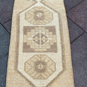 Tapete turco de lã de 1,2 pés x 3 pés, tapete feito à mão, tapete Anatolion, tapete do sudoeste, tapete tribal, tapete étnico, tapete antigo, tapete turco, tapete boho 1x3