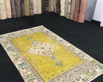 3.6 Ft / 5.9 Ft Pastel Rug Anatolian Rug Oushak Area Carpet Turkısh Area Carpet Home decor Vıntage Area Carpet 3 x 5