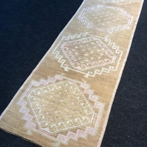 2x7 Natural Runner Rug, Brown Runner Rug, Stair Rug, Entryway Rug, Hallway Rug, Vintage Oushak Rug, Home Decor Rug, 2.1x7.0 ft.