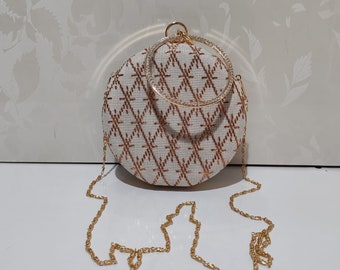 Round Soft Color Women's Stylish Bag, Antique Clutch Purse, raditional Turkish Wire-Breaking Embroidery Bag, Women's Handbag