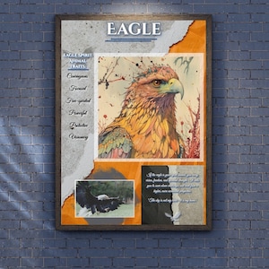Eagle Spirit Animal Wall Art | Vision & Freedom Printable | Digital Download Totem Decor | Eagle Digital Art | Eagle Wall Art | Eagle Art