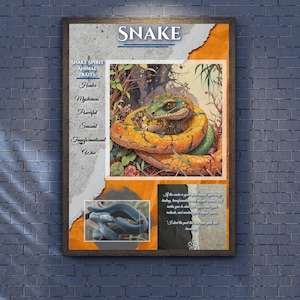 Snake Spirit Animal Wall Art | Spiritual Transformation Poster | Mystical Totem Printable | 300 DPI Digital Download | Snake Digital Art