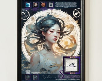 Scorpio Anime Zodiac Poster: Astrology Wall Art (Digital Download)