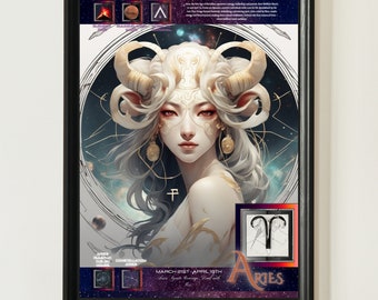 Aries Anime Zodiac Poster: Astrology Wall Art (Digital Download)