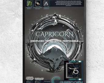 Capricorn Zodiac Art Print: Astrology Star Sign Poster (Digital Download)