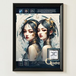 Gemini Anime Zodiac Poster: Astrology Wall Art (Digital Download)