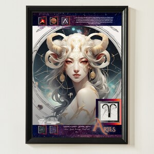 Widder Anime Sternzeichen Poster: Astrologie Wandkunst (Digitaler Download)