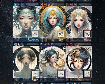 Anime Zodiac Poster Bundle: Astrology Wall Art (Digital Download)