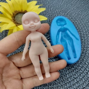 Silicone Mold of doll size 8,8х4,5 cm/3,5х1,7 inch for polymer clay chocolate fondant and sugar mastic Small puppet mold Mold cup decorating