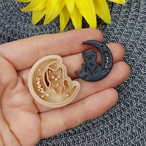 Cat on Moon Polymer Clay Cutter, Cute Cat clay cutter, Cat clay cutter, Animal clay cutter, Moon clay cutter