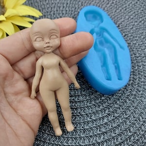 Silicone Mold of doll size 9,2х4,2 cm/3,6х1,6 inch for polymer clay chocolate fondant and sugar mastic Small puppet mold Mold cup decorating