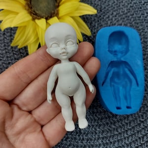 Silicone Mold of doll size 7,5х3,5 cm/2,8х1,2 inch for polymer clay chocolate fondant and sugar mastic Small puppet mold Mold cup decorating
